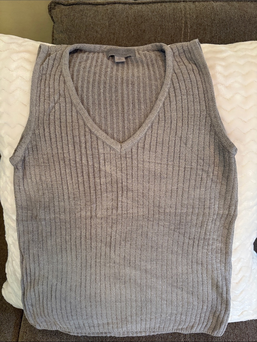 Barefoot Dreams women’s Light Gray Ribbed V-Neck tank top